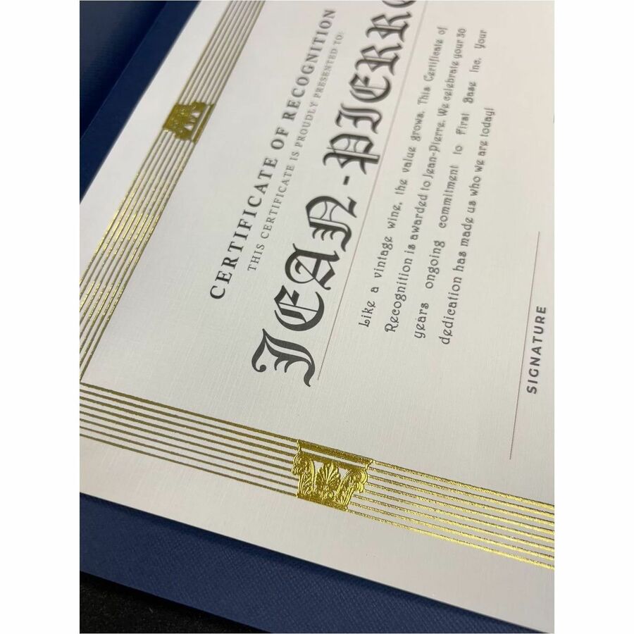 St. James&reg; Elite™ Certificates, Natural Linen with Capital Gold Foil Design, Pack of 12, 83427 - 83427