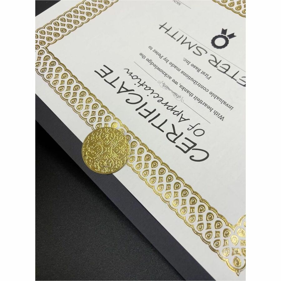 St. James&reg; Elite™ Certificates, Natural Linen with Classic Gold Foil Design, Pack of 12, 83428 - 83428
