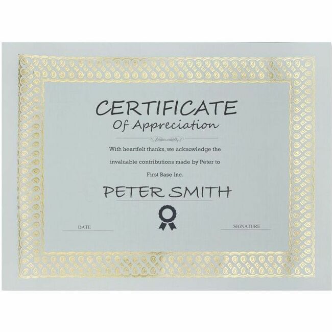 St. James&reg; Elite™ Certificates, Natural Linen with Classic Gold Foil Design, Pack of 12, 83428