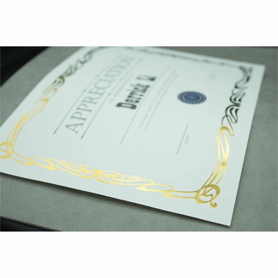 St. James&reg; Elite™ Certificates, Natural Linen with Deco Gold Foil Design, Pack of 12, 83429 - 83429