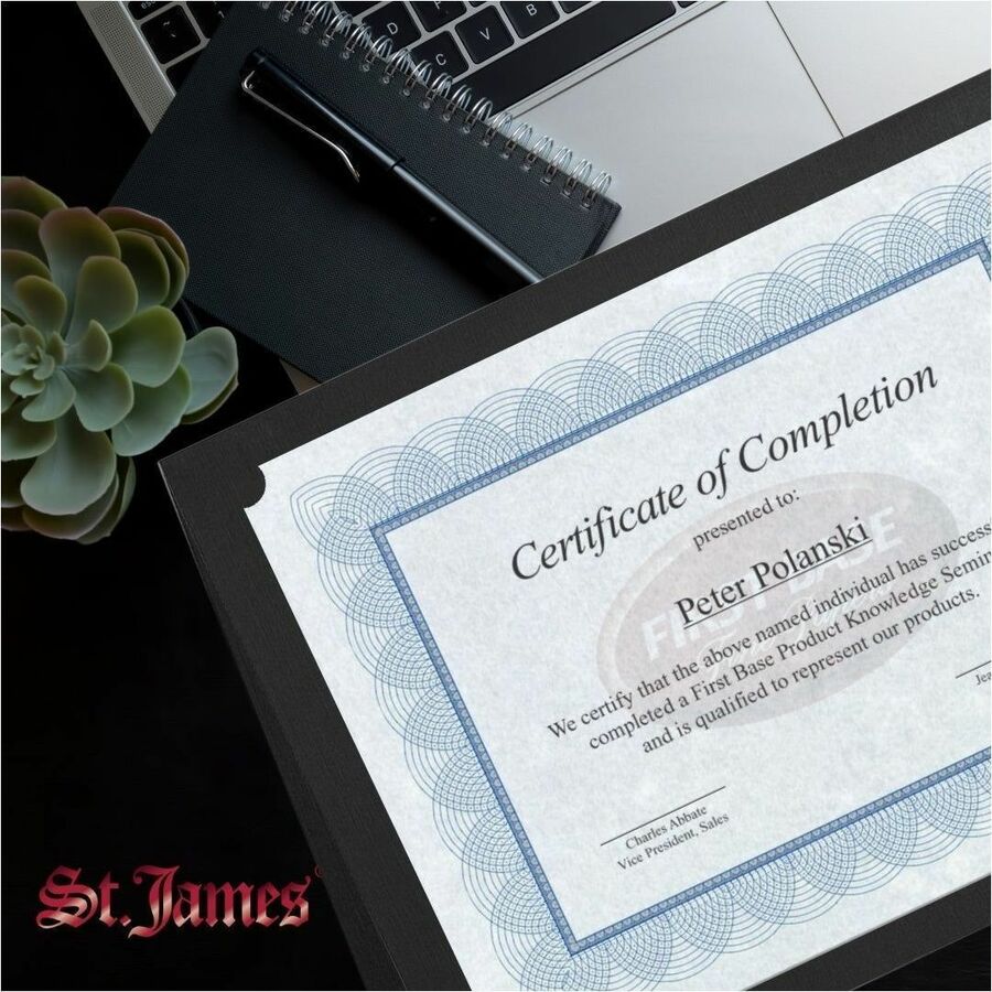 St. James&reg; Classic Linen Certificate Holders with Gold Foil, Black, Pack of 5, 83464 - 83464