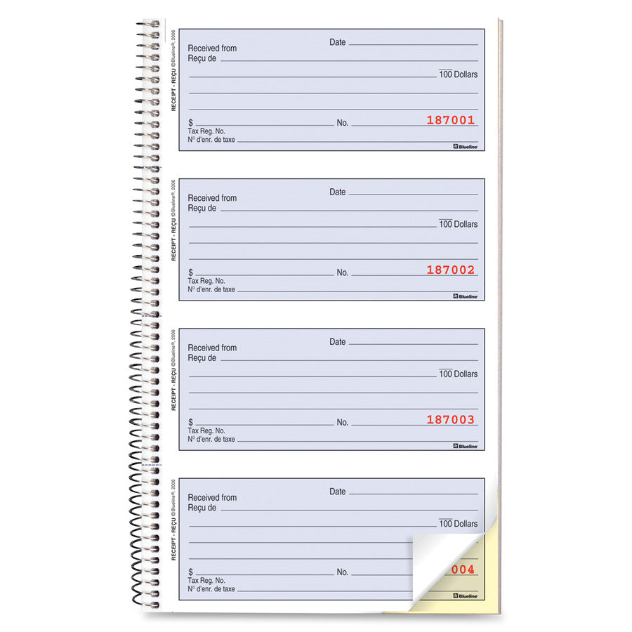 Blueline Bilingual Receipt Book - A4074BT
