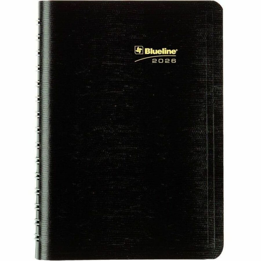 Blueline PlannerPlus Daily Planner, 8" x 5" , Bilingual, Black - C1504N81BT