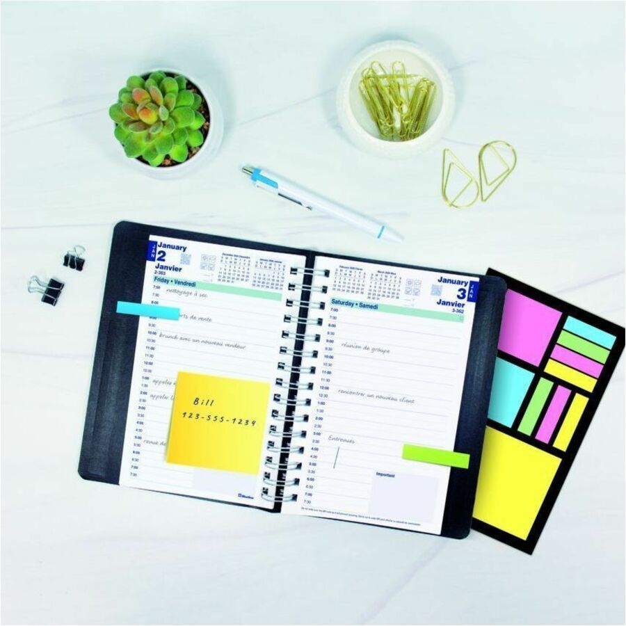 Blueline PlannerPlus Daily Planner, 8" x 5" , Bilingual, Black - C1504N81BT