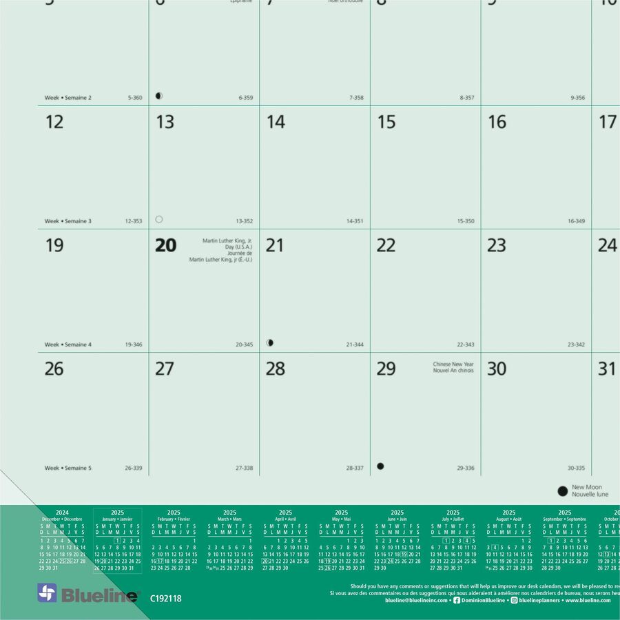 Blueline Canadian Provinces Monthly Desk Pad Calendar, 22" x 17" , Bilingual - C192118