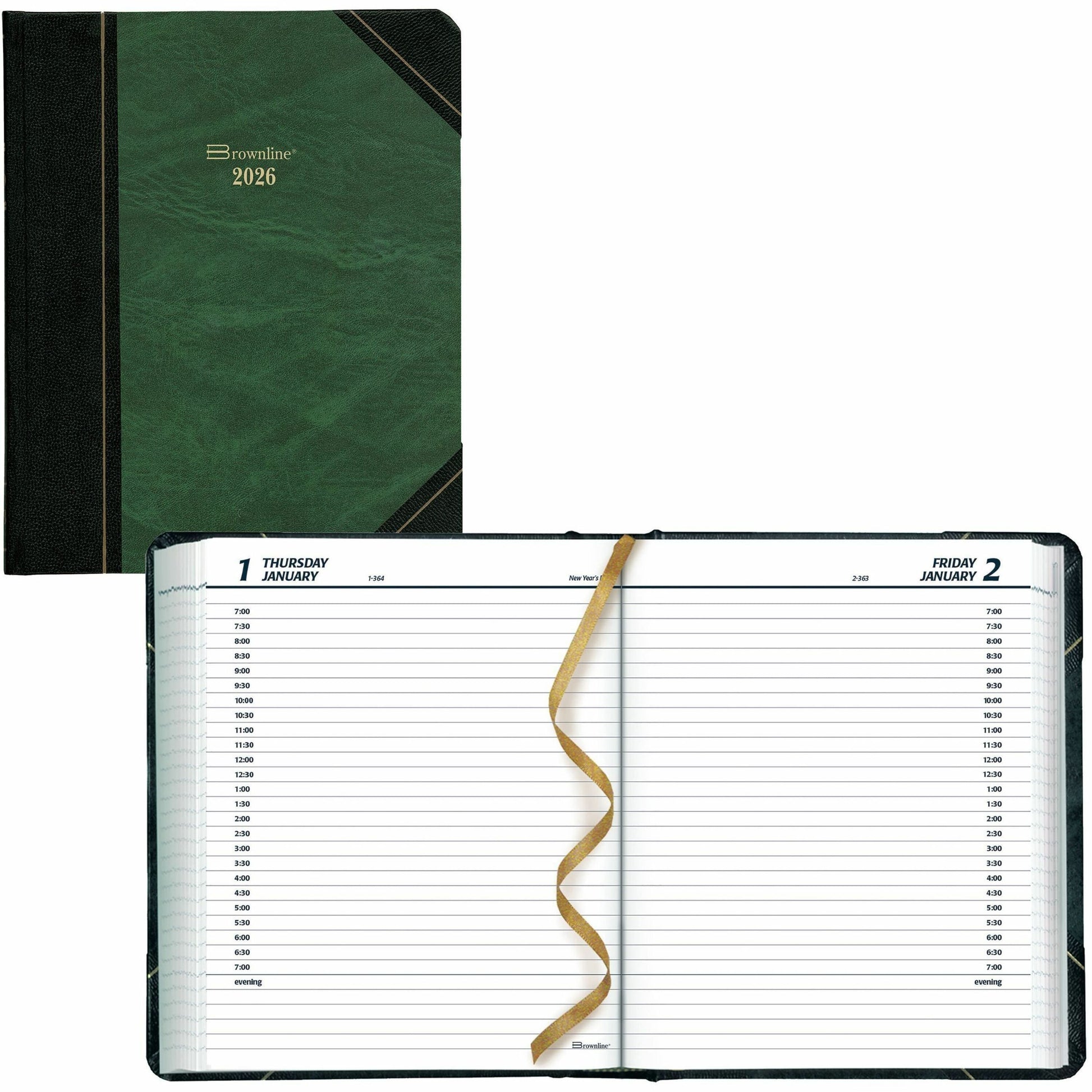Blueline Traditional Daily Planner, 8" x 6-1/2" , English, Green