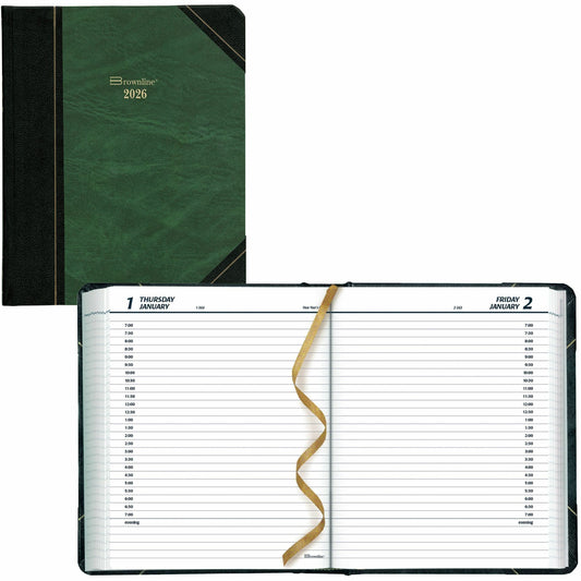 Blueline Traditional Daily Planner, 8" x 6-1/2" , English, Green