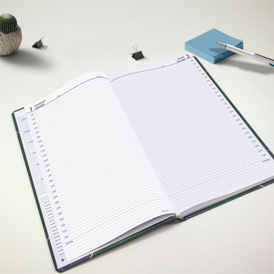 Blueline Traditional Daily Planner, 13-3/8" x 8" , English, Green - C530F