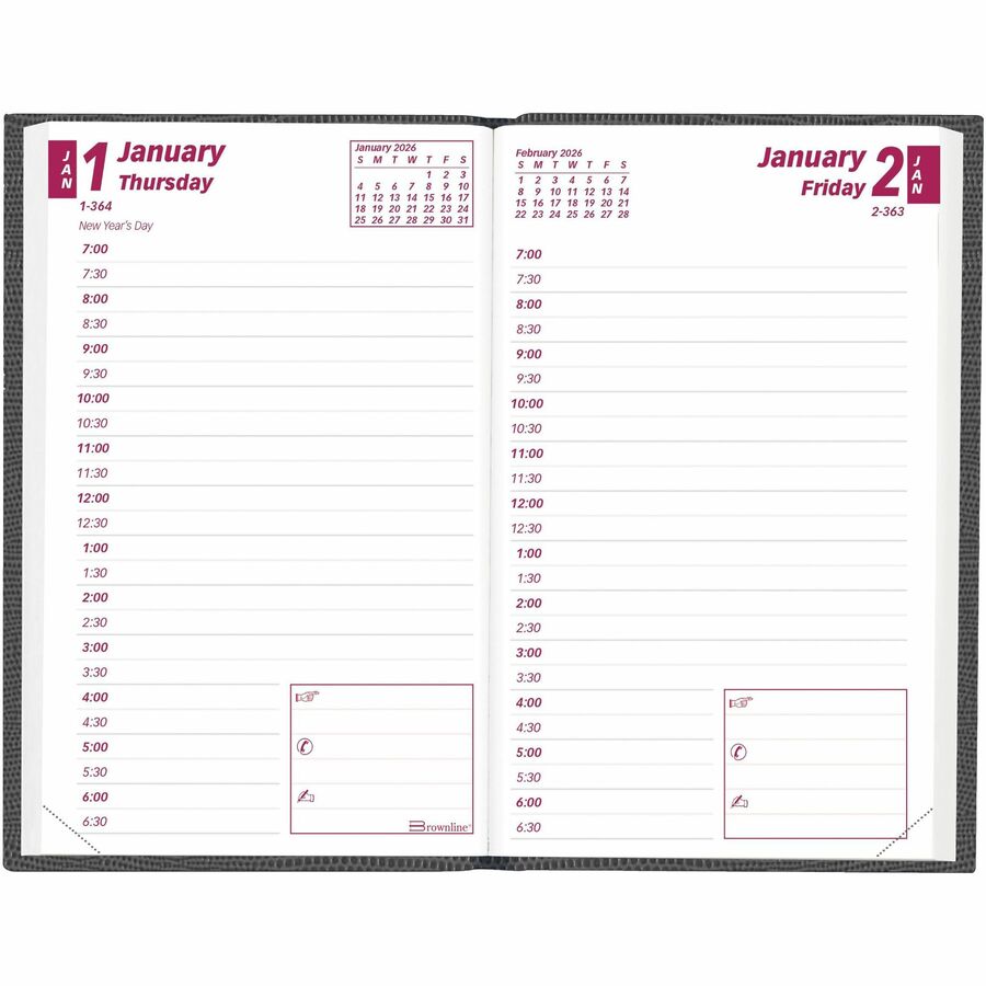 Brownline Daily Pocket Planner, 4-3/4" x 3" , English, Assorted Colours - CB301ASX