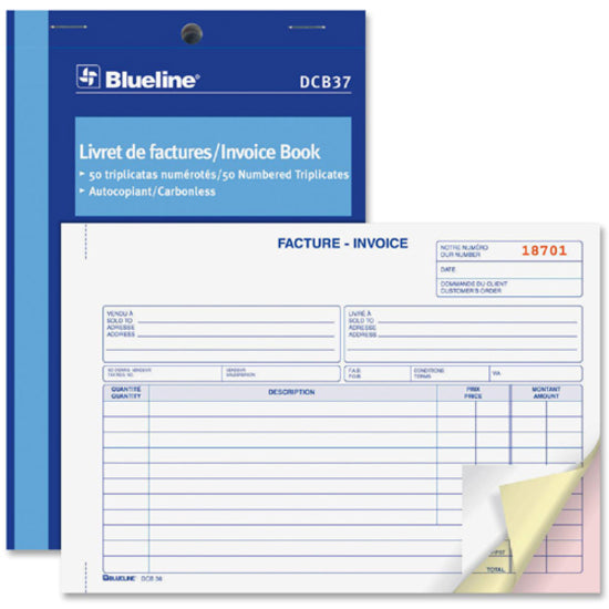 Blueline Bilingual Invoice Book - DCB37