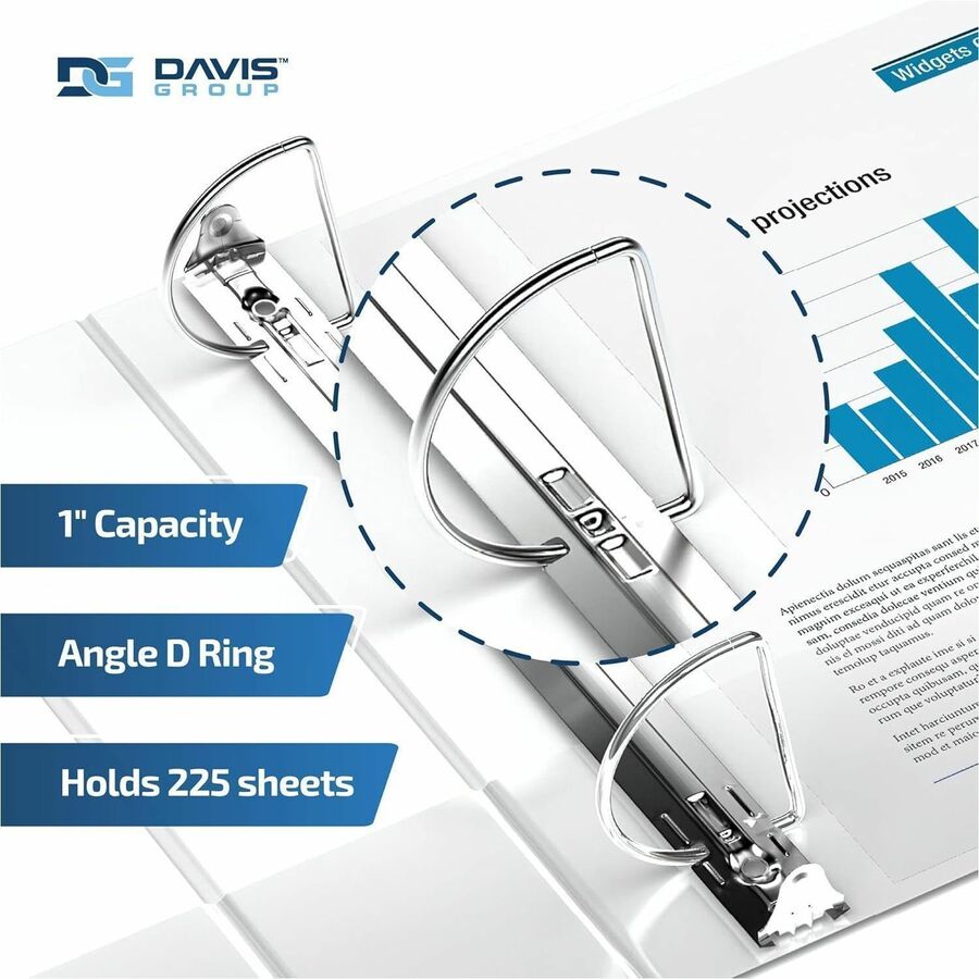 Davis Premium Economy, Angle D Ring, Binder, (White, 1") - 230100