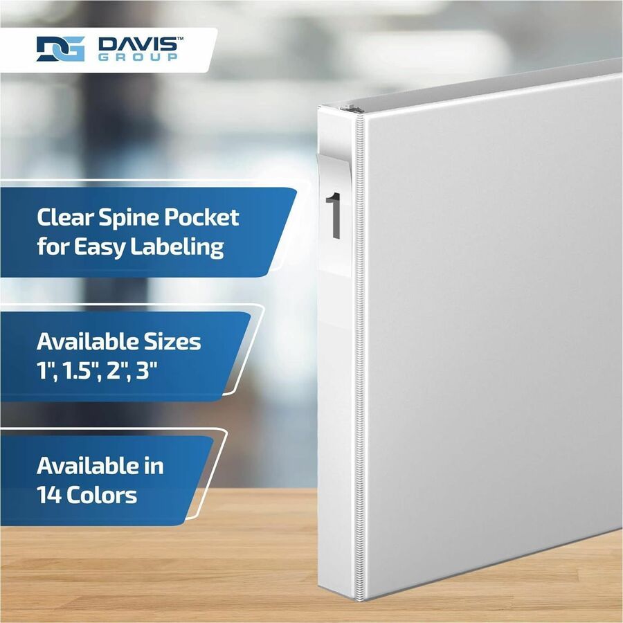 Davis Premium Economy, Angle D Ring, Binder, (White, 1") - 230100