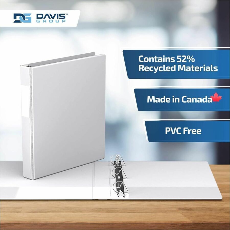 Davis Premium Economy, Angle D Ring, Binder, (White, 1") - 230100
