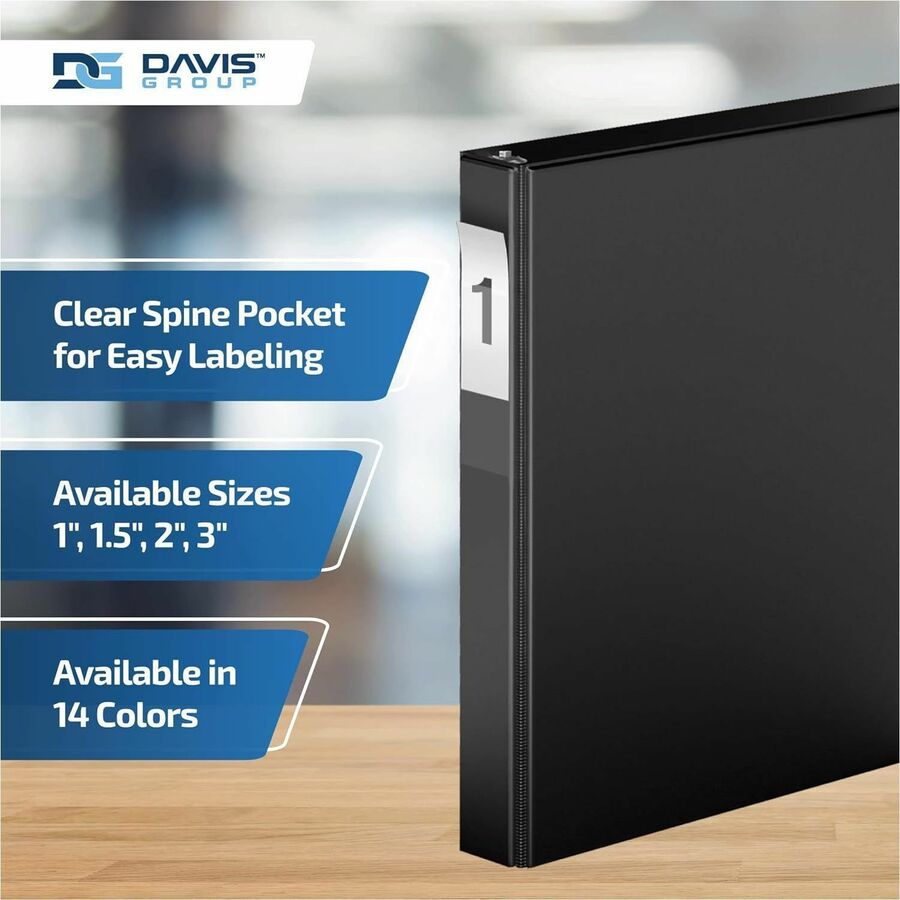 Davis Premium Economy, Angle D Ring, Binder, (Black, 1") - 230101