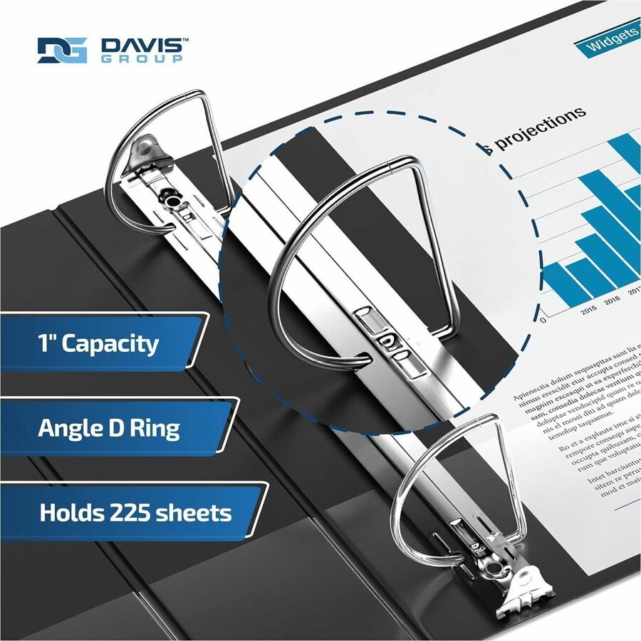 Davis Group Premium Economy, Angle D Ring, Binder, (Black, 1") - 230101