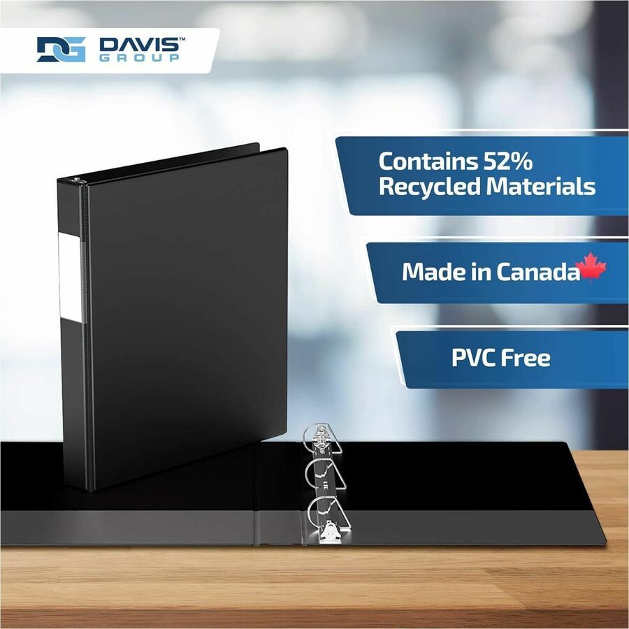 Davis Group Premium Economy, Angle D Ring, Binder, (Black, 1") - 230101