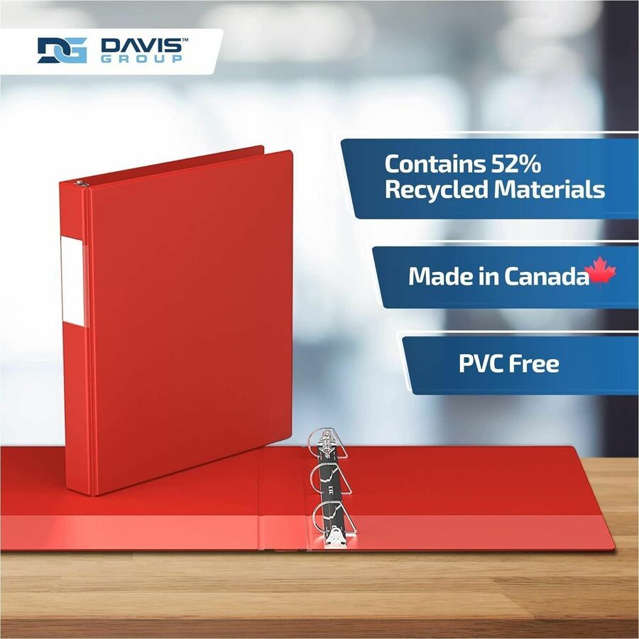 Davis Group Premium Economy, Angle D Ring, Binder, (Red, 1") - 230103