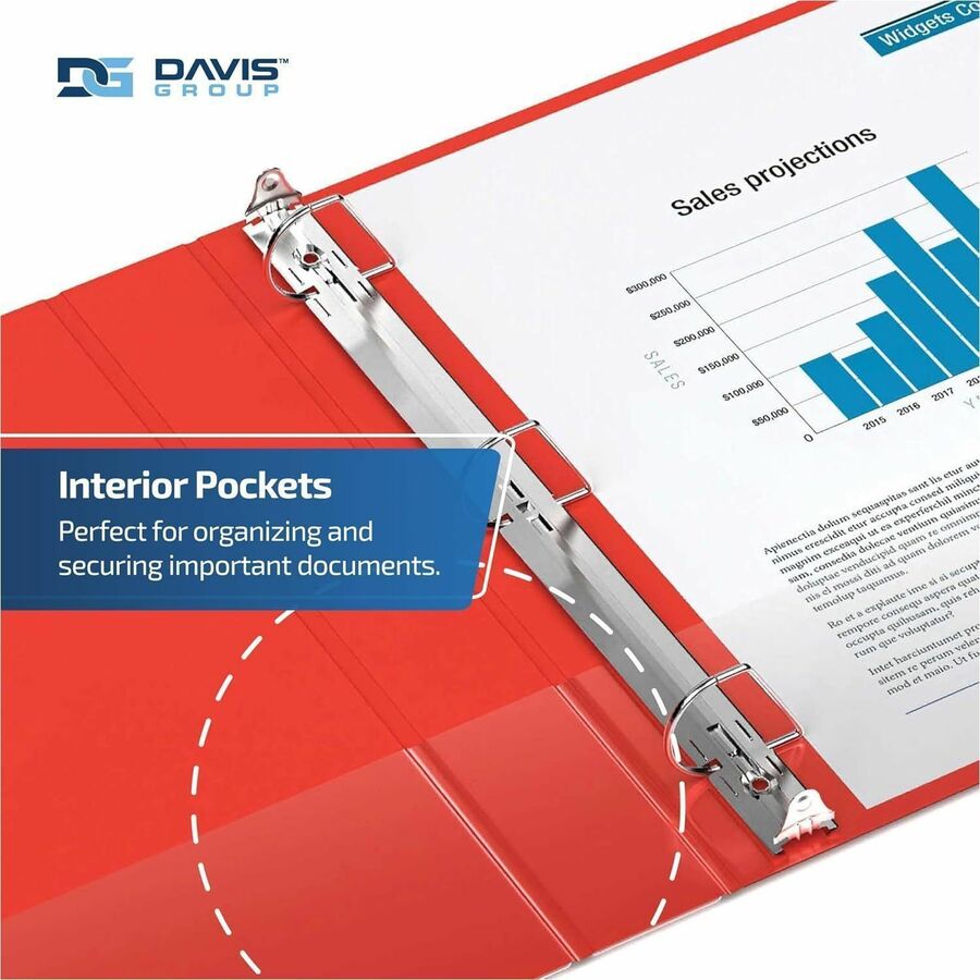 Davis Premium Economy, Angle D Ring, Binder, (Red, 1") - 230103
