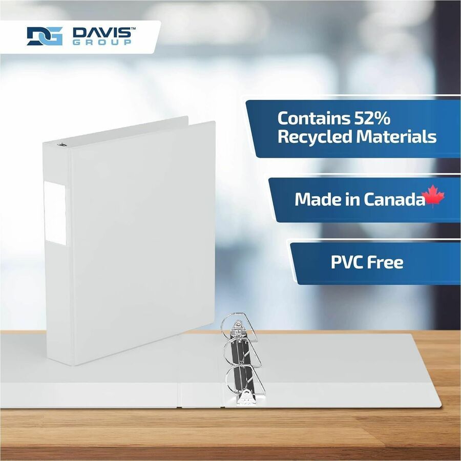 Davis Premium Economy, Angle D Ring, Binder, (White, 1.5") - 230200