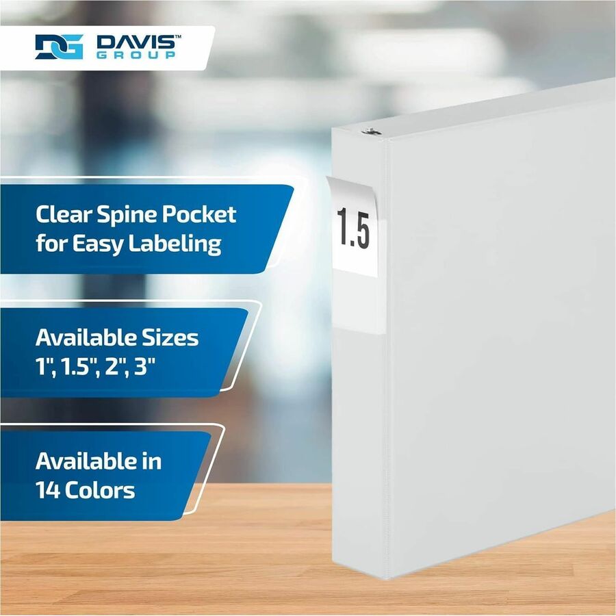 Davis Premium Economy, Angle D Ring, Binder, (White, 1.5") - 230200