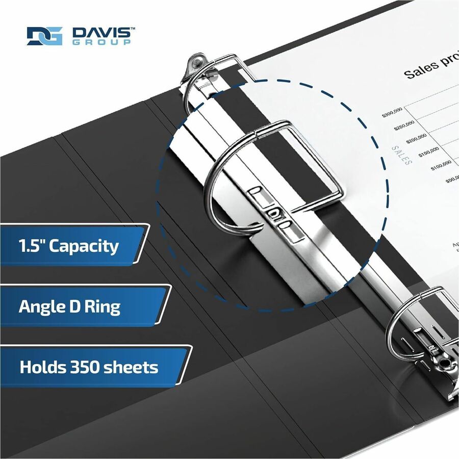 Davis Premium Economy, Angle D Ring, Binder, (Black, 1.5") - 230201