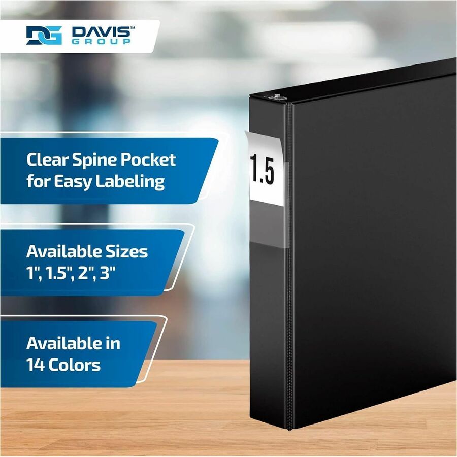 Davis Group Premium Economy, Angle D Ring, Binder, (Black, 1.5") - 230201