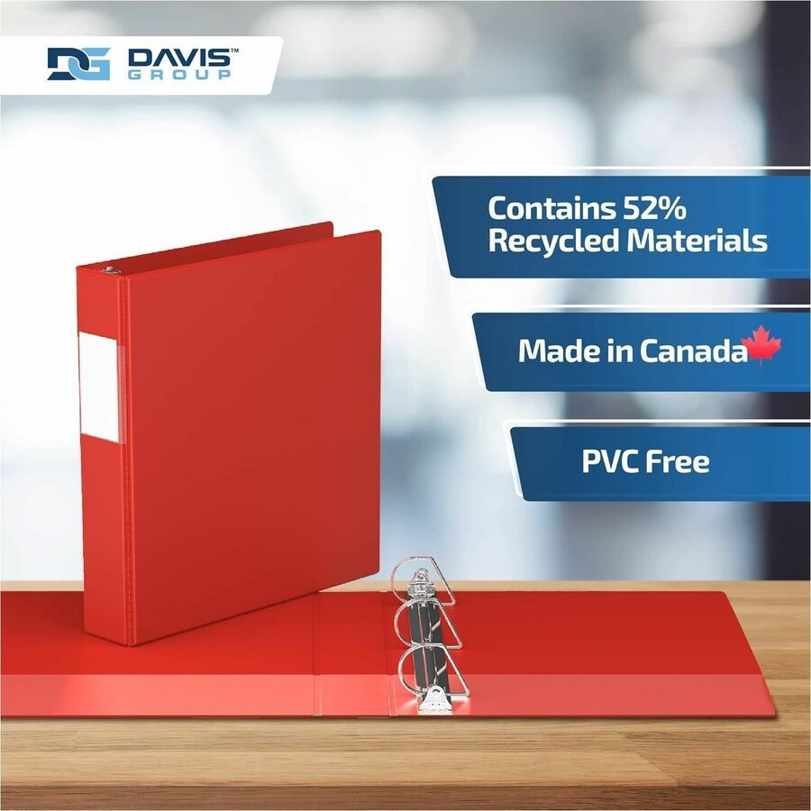 Davis Premium Economy, Angle D Ring, Binder, (Red, 1.5") - 230203