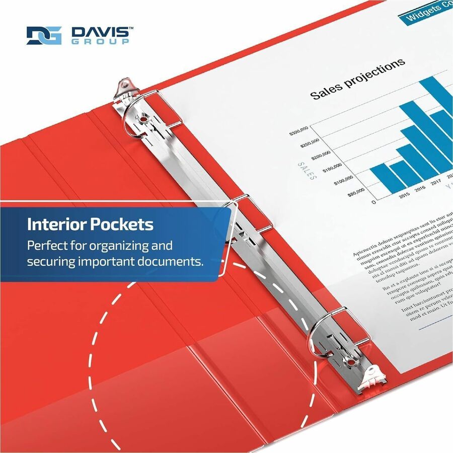 Davis Premium Economy, Angle D Ring, Binder, (Red, 1.5") - 230203