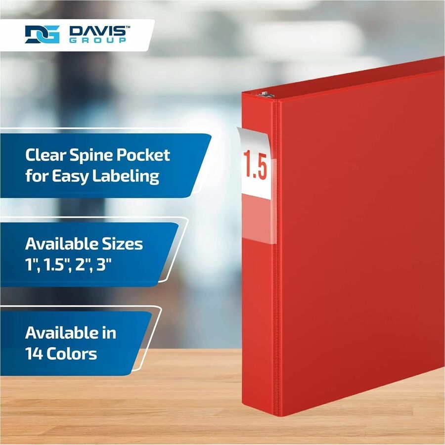Davis Group Premium Economy, Angle D Ring, Binder, (Red, 1.5") - 230203