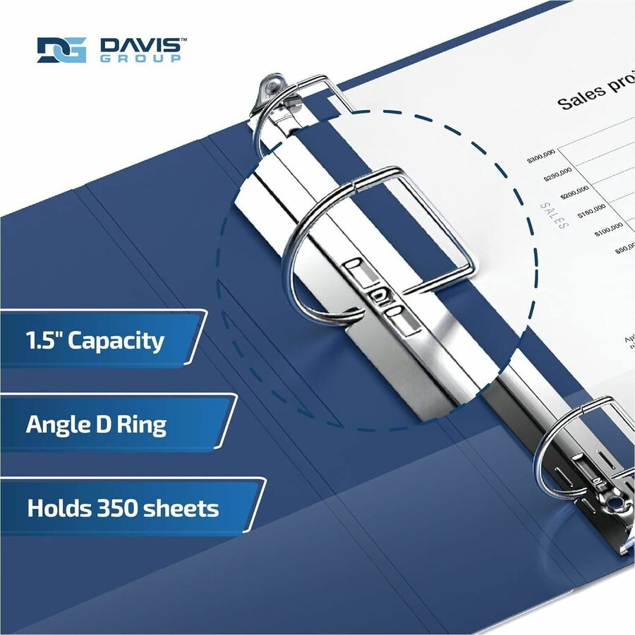 Davis Premium Economy, Angle D Ring, Binder, (Royal Blue, 1.5") - 230292