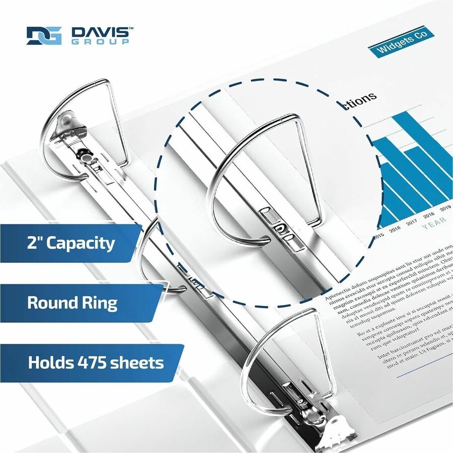 Davis Premium Economy, Angle D Ring, Binder, (White, 2") - 230400