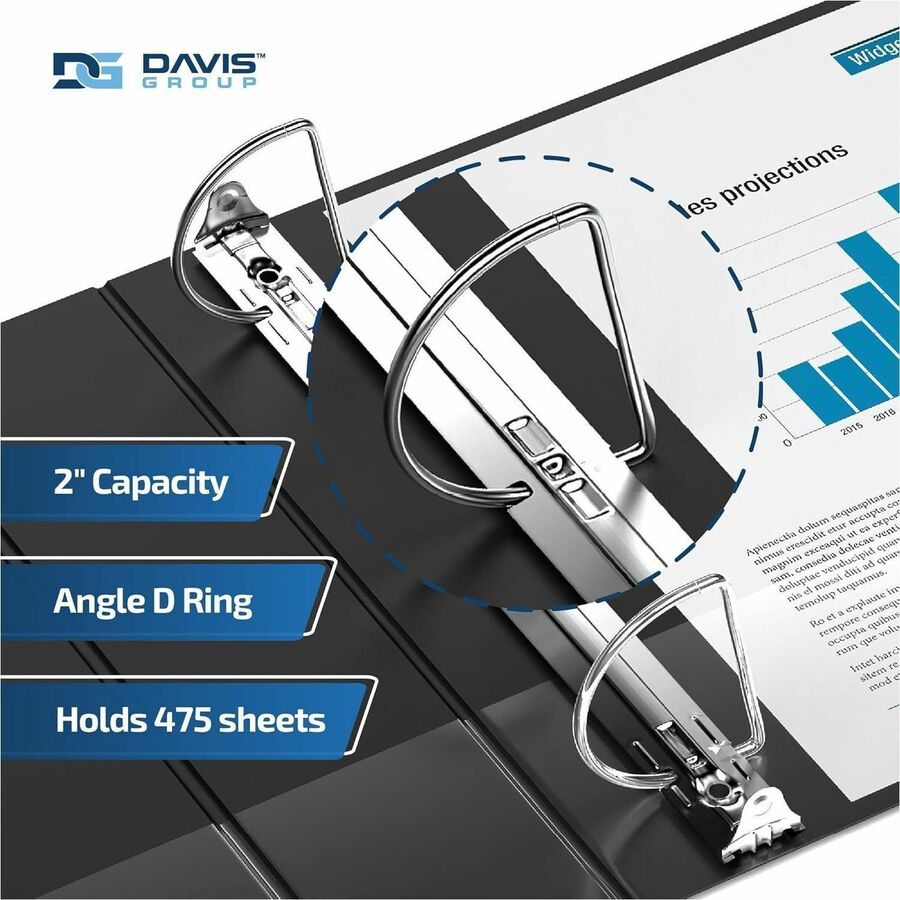 Davis Premium Economy, Angle D Ring, Binder, (Black, 2") - 230401