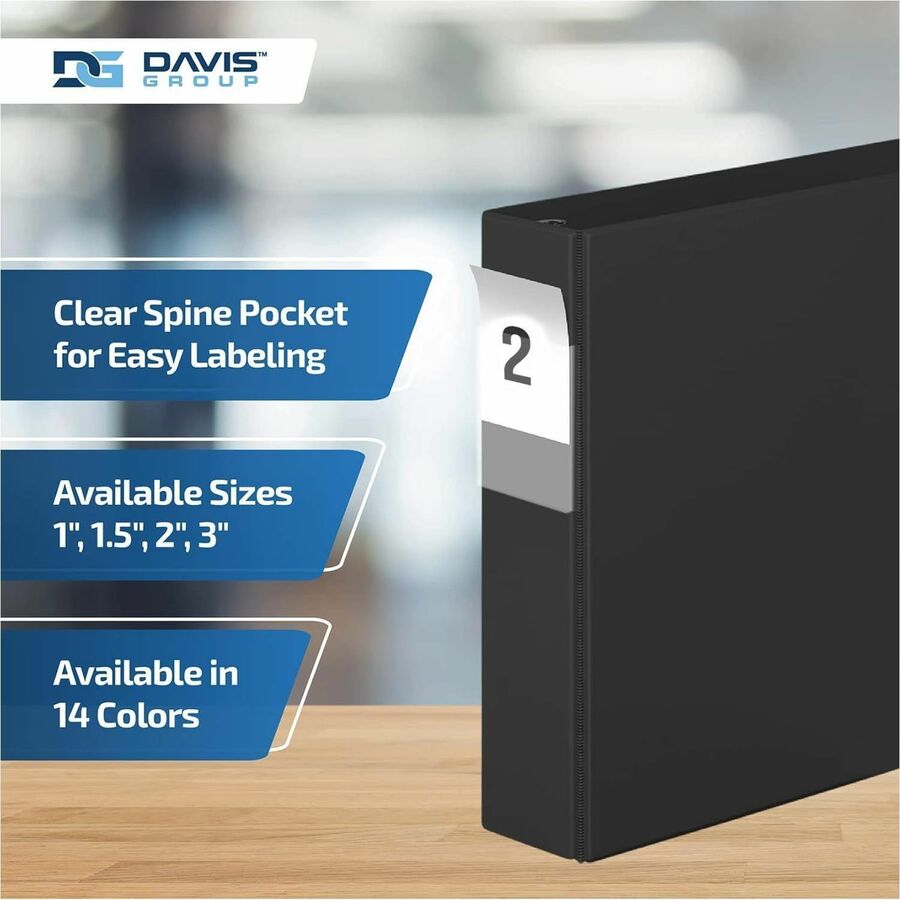 Davis Premium Economy, Angle D Ring, Binder, (Black, 2") - 230401