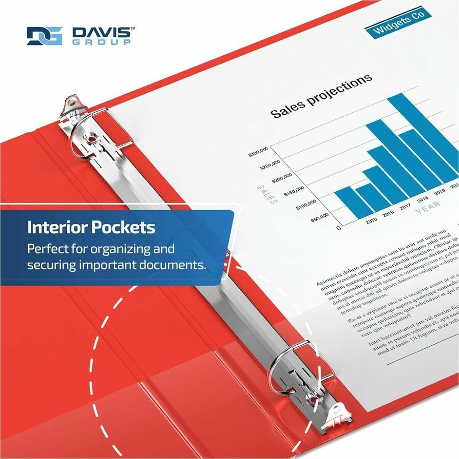 Davis Group Premium Economy, Angle D Ring, Binder, (Red, 2") - 230403