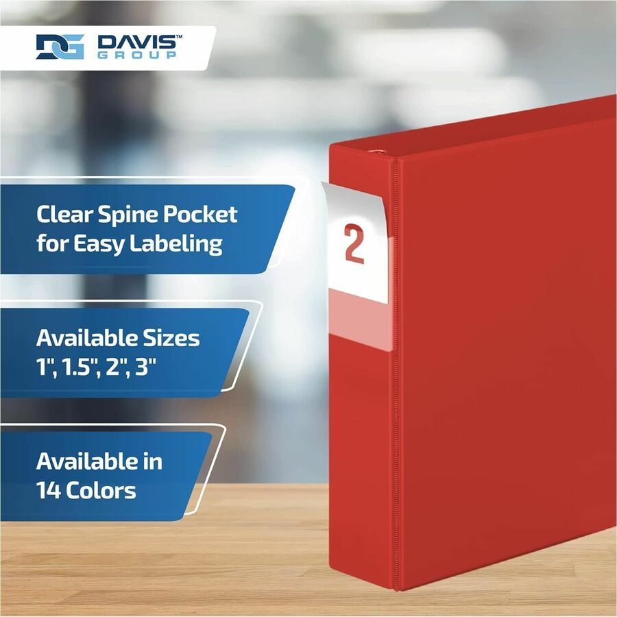 Davis Group Premium Economy, Angle D Ring, Binder, (Red, 2") - 230403