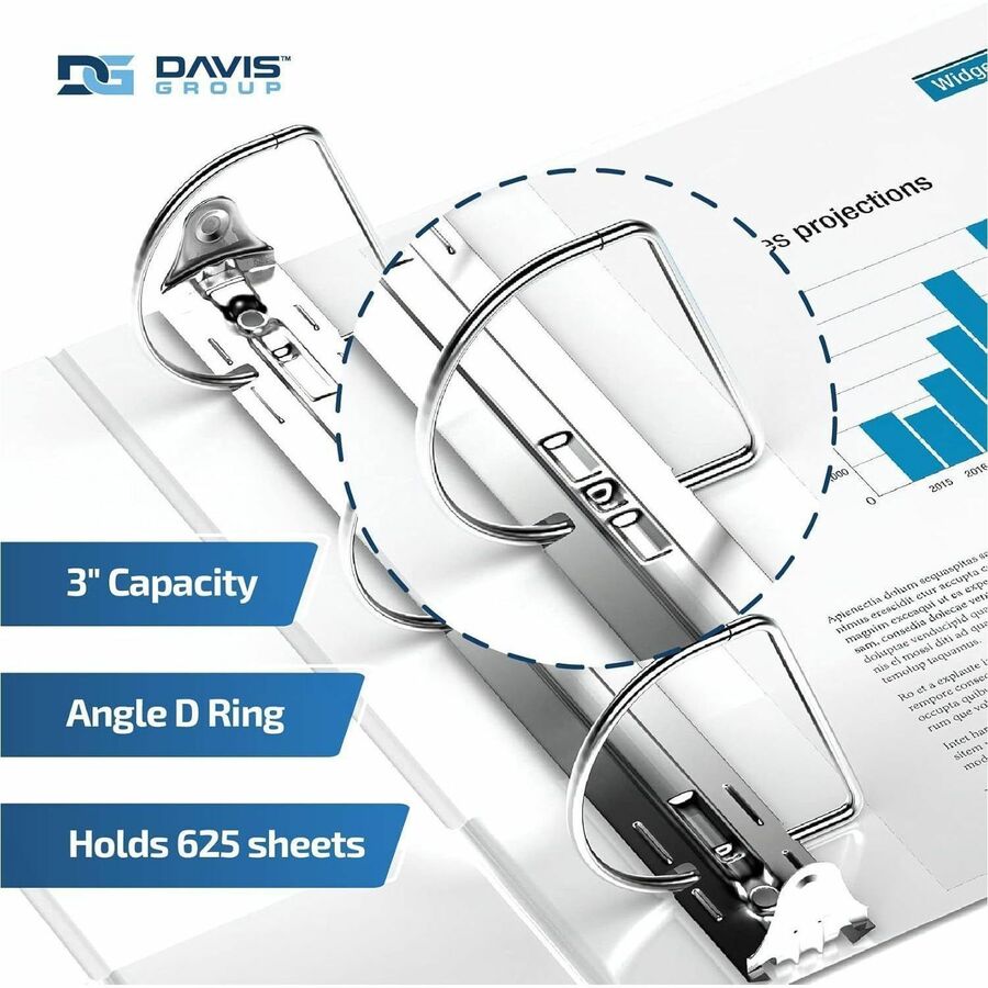 Davis Premium Economy, Angle D Ring, Binder, (White, 3") - 230500