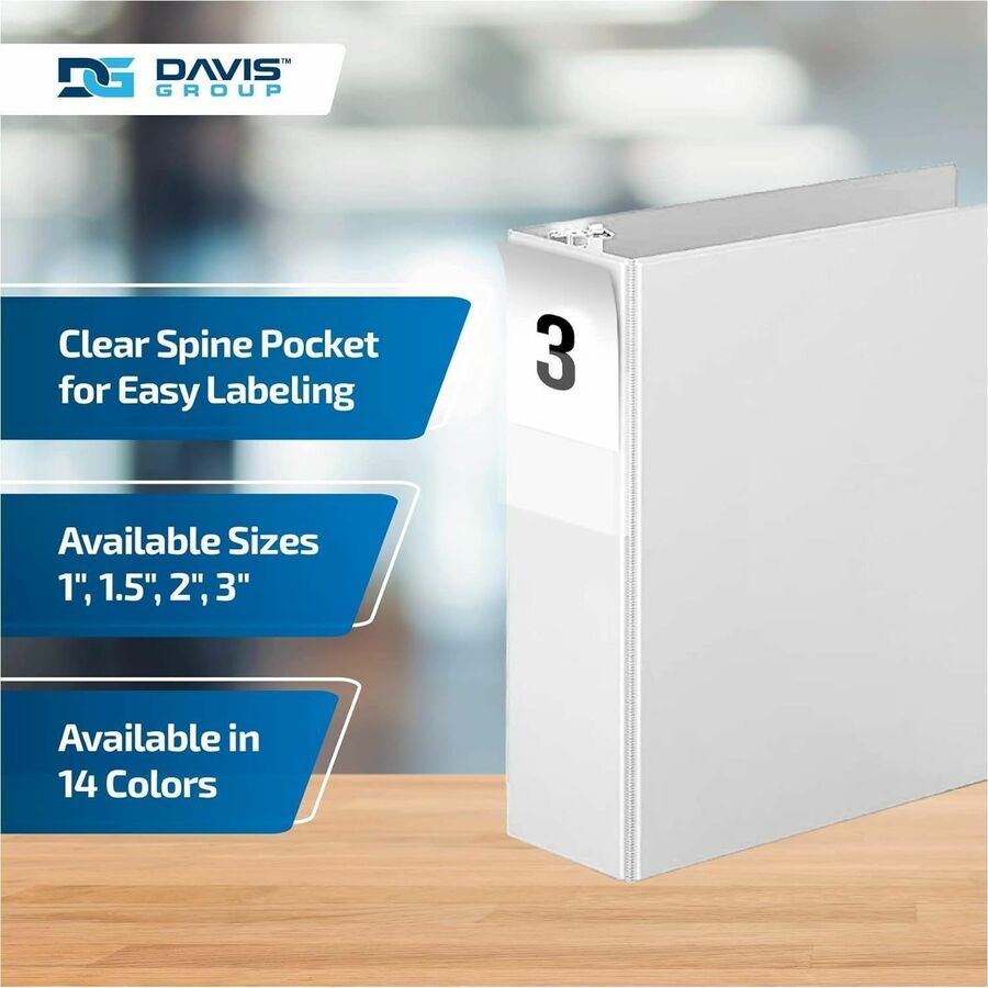 Davis Premium Economy, Angle D Ring, Binder, (White, 3") - 230500