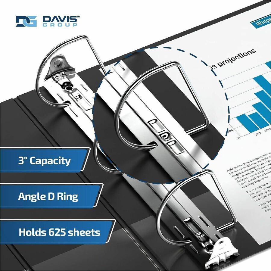 Davis Premium Economy, Angle D Ring, Binder, (Black, 3") - 230501
