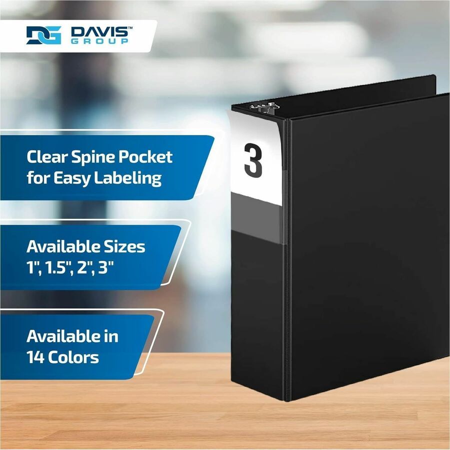 Davis Premium Economy, Angle D Ring, Binder, (Black, 3") - 230501