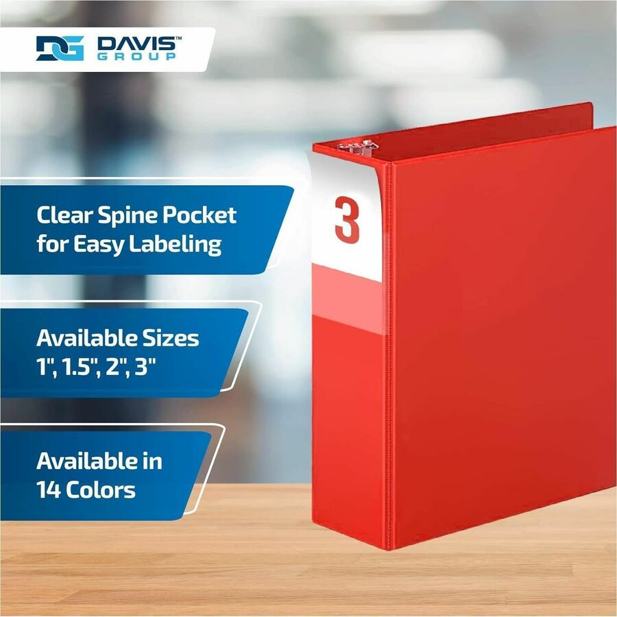 Davis Premium Economy, Angle D Ring, Binder, (Red, 3") - 230503