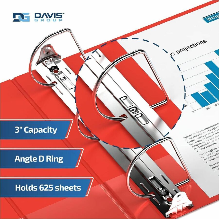 Davis Group Premium Economy, Angle D Ring, Binder, (Red, 3") - 230503
