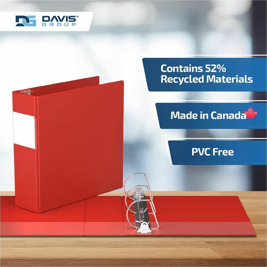 Davis Premium Economy, Angle D Ring, Binder, (Red, 3") - 230503