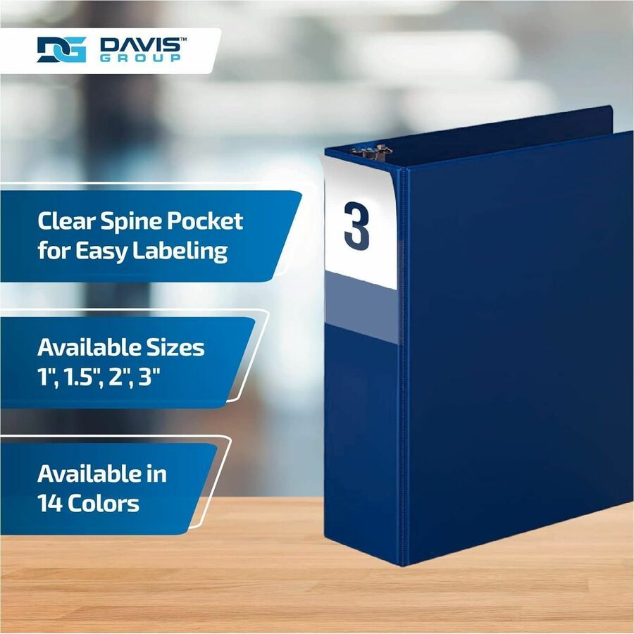 Davis Group Premium Economy, Angle D Ring, Binder, (Royal Blue, 3") - 230592