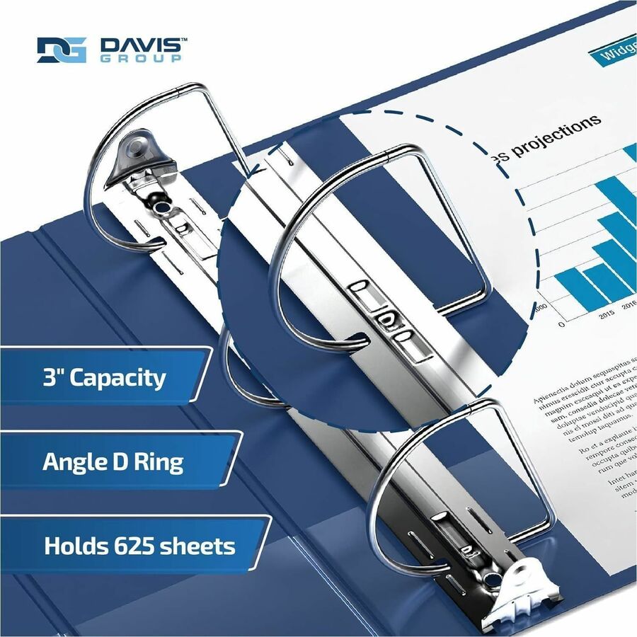 Davis Group Premium Economy, Angle D Ring, Binder, (Royal Blue, 3") - 230592