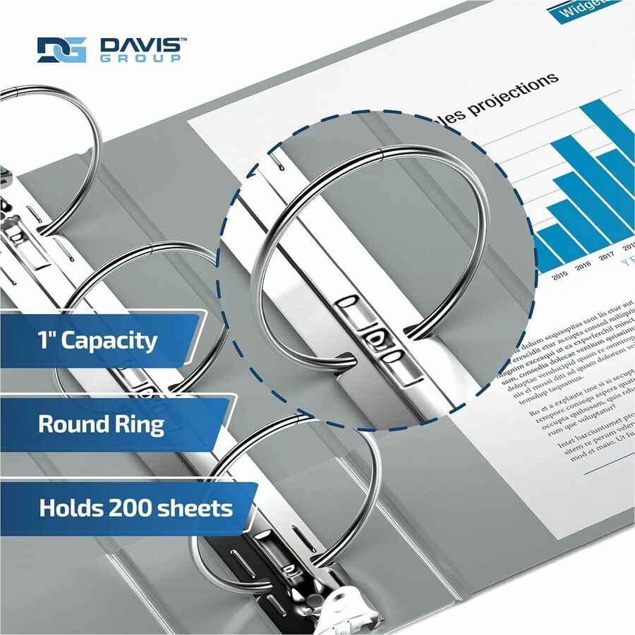 Davis Group Premium Economy, Round Ring, Binder, (Grey, 1") - 231107
