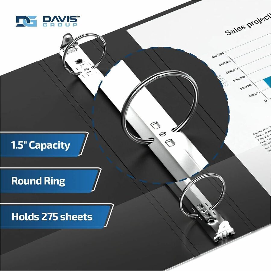 Davis Premium Economy, Round Ring, Binder, (Black, 1.5") - 231201