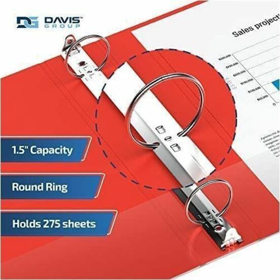 Davis Group Premium Economy, Round Ring, Binder, (Red, 1.5") - 231203