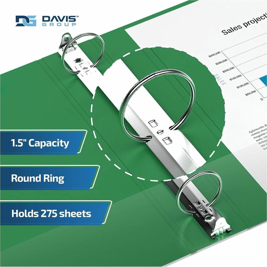 Davis Premium Economy, Round Ring, Binder, (Green, 1.5") - 231204