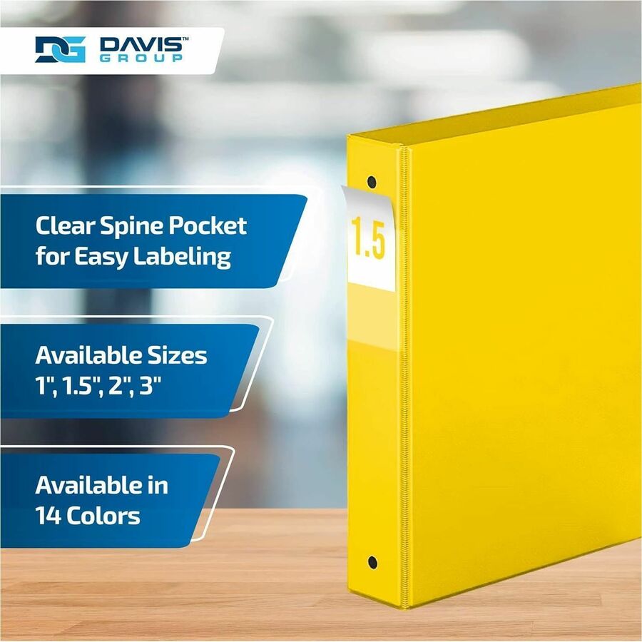 Davis Premium Economy, Round Ring, Binder, (Yellow, 1.5") - 231205
