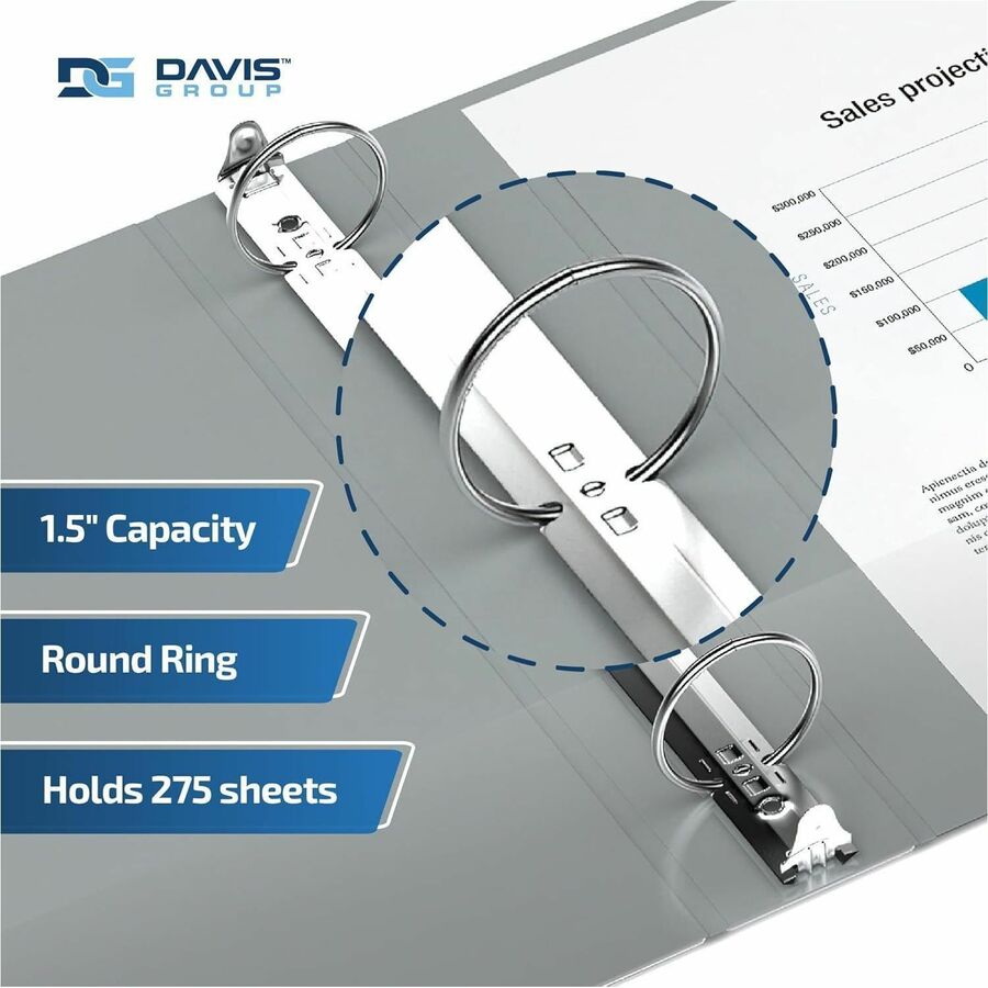 Davis Group Premium Economy, Round Ring, Binder, (Grey, 1.5") - 231207